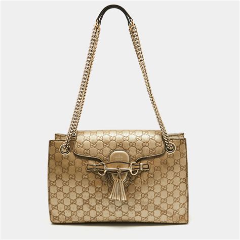 gucci black bag gold chain|gucci emily shoulder bag.